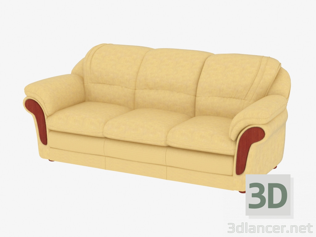 3d model Sofá de cuero triple (dx3) - vista previa