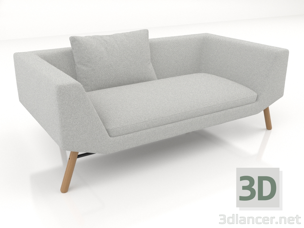 Modelo 3d Sofá de 2 lugares (pernas de madeira) - preview