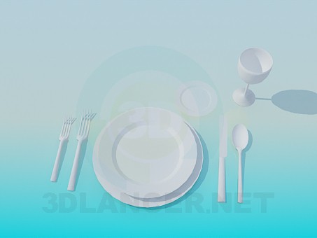 3d model Plates with cutlery - preview