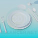 3d model Plates with cutlery - preview