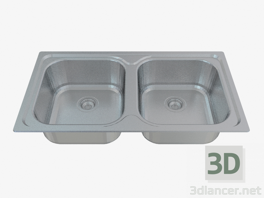 3D Modell Küchenspüle Stahl Xylo (ZEX-0203 50387) - Vorschau