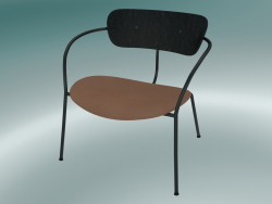 Pabellón de silla (AV6, H 70cm, 65x69cm, roble teñido negro, cuero - seda coñac)