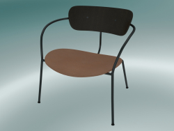 Pabellón de la silla (AV6, H 70cm, 65x69cm, Nogal, Cuero - Seda coñac)