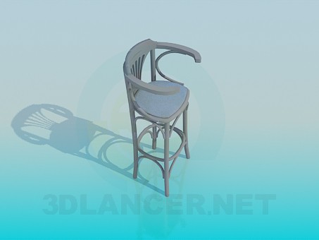 modèle 3D Chaise en bois pour le bar - preview