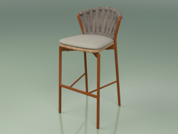 Bar stool 250 (Metal Rust, Teak, Padded Belt Gray-Sand)
