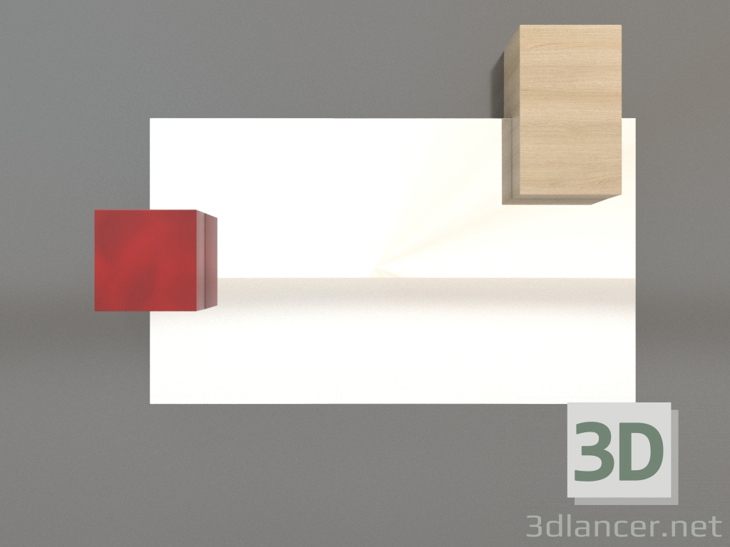 3d модель Зеркало ZL 07 (817х568, wood white, red) – превью