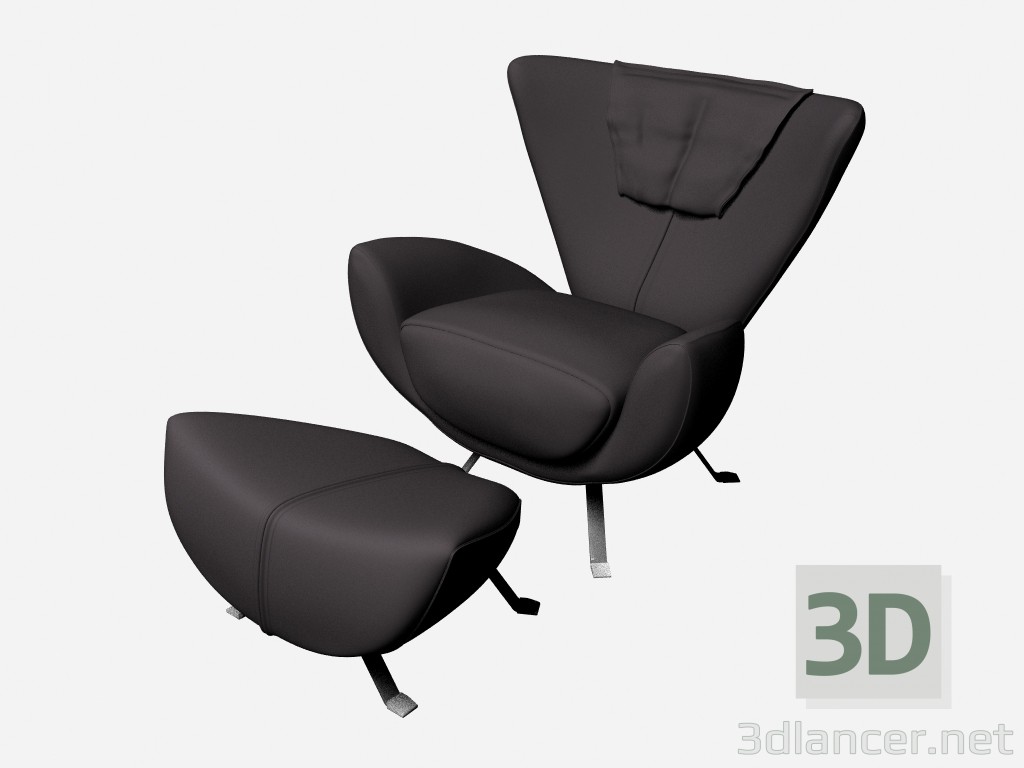 3D Modell Sessel mit Fußstütze Ambra - Vorschau