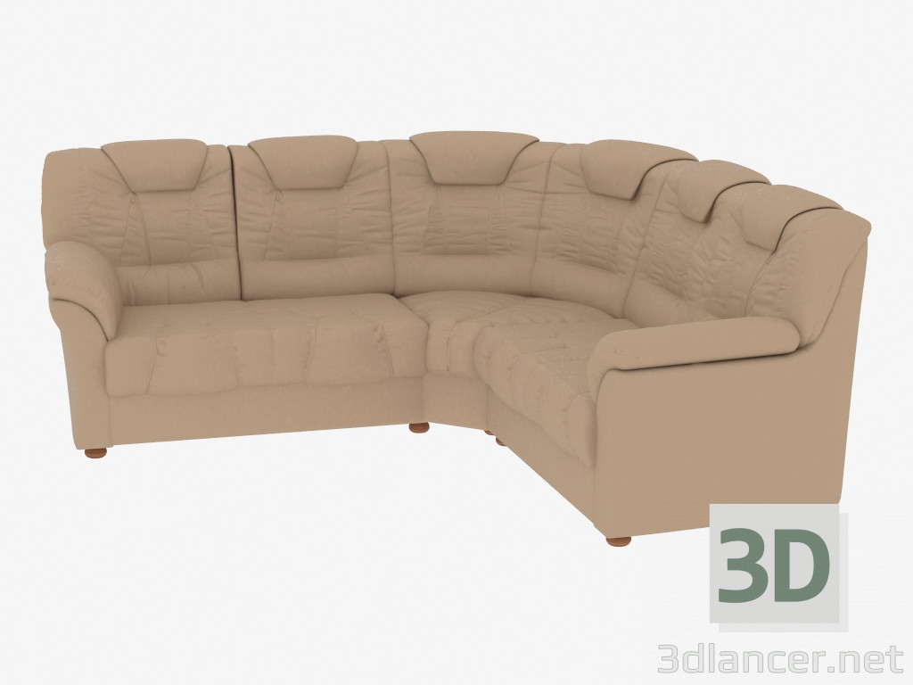 3d model Sofá de esquina de cuero (2C2) - vista previa