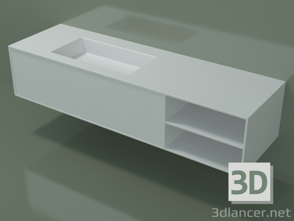 modèle 3D Lavabo avec tiroir et compartiment (06UC924S2, Glacier White C01, L 168, P 50, H 36 cm) - preview