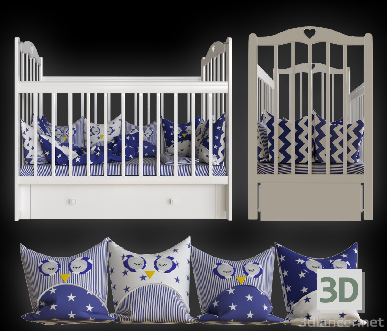 3d Askona classic white bed model buy - render