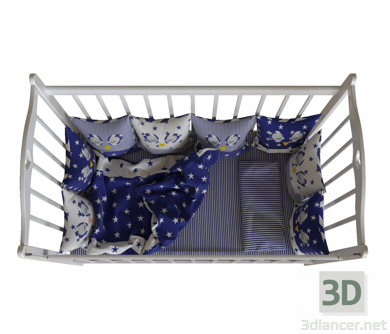 3d Askona classic white bed model buy - render