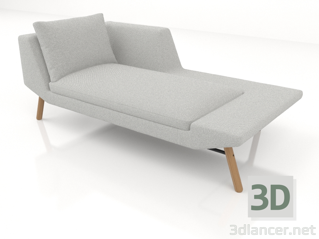 modello 3D Chaise longue 177 con bracciolo a sinistra (gambe in legno) - anteprima