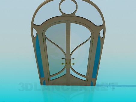 3D Modell Doppeltür mit Glaseinsätzen - Vorschau