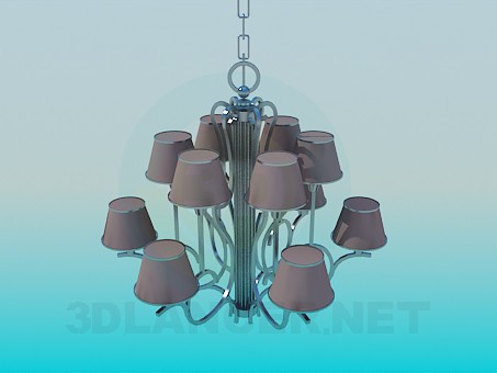 3d model Chandelier with ceiling paintings in 2 levels - preview