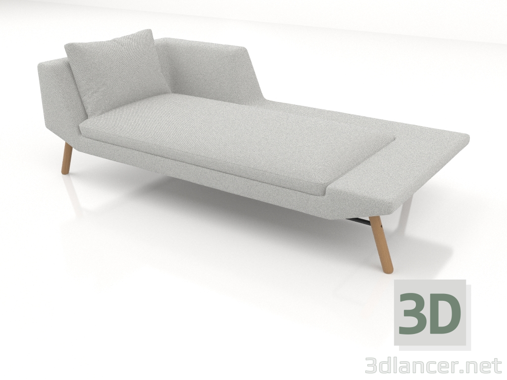 modello 3D Chaise longue 207 con bracciolo a sinistra (gambe in legno) - anteprima