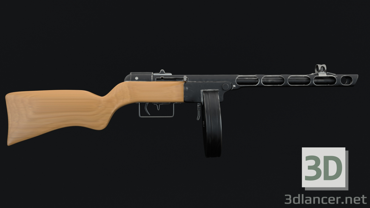 3D modeli Makineli tabanca Shpagin (PPSh-41) - önizleme