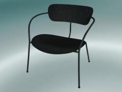 Chair Pavilion (AV6, H 70cm, 65x69cm, Rovere tinto nero, Pelle - Seta nera)