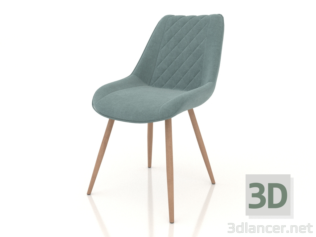 modèle 3D Chaise Yvetta (bois turquoise) - preview