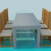 modello 3D Tavoli con sedie per ristorante - anteprima