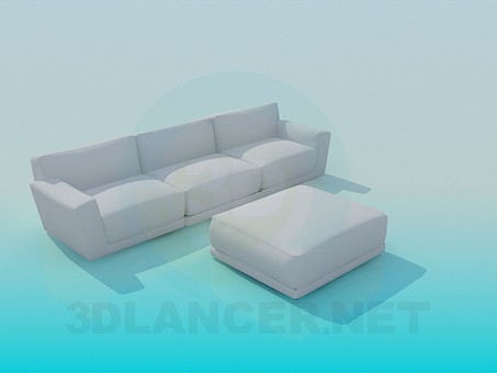 3d model Sofa with ottoman - preview