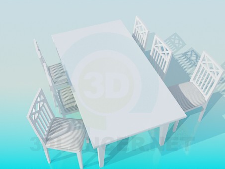 modello 3D Set di tavolo e sedie - anteprima