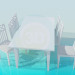 3d model Conjunto mesa y sillas - vista previa