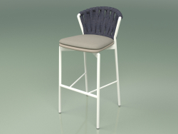Bar stool 250 (Metal Milk, Polyurethane Resin Mole, Padded Belt Gray-Blue)