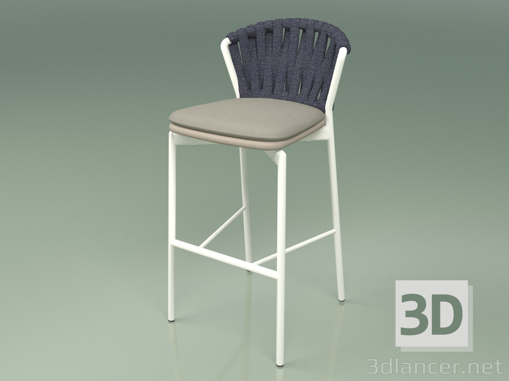 3d model Bar stool 250 (Metal Milk, Polyurethane Resin Mole, Padded Belt Gray-Blue) - preview