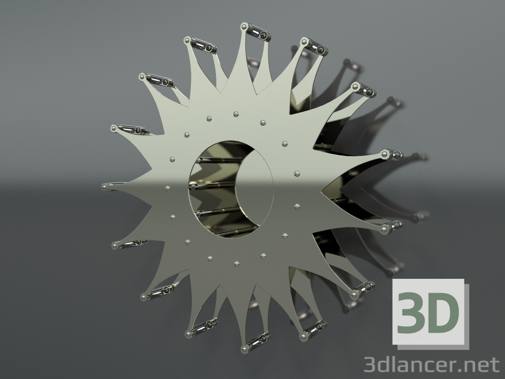 3D Modell Sonne Wandleuchte - Vorschau