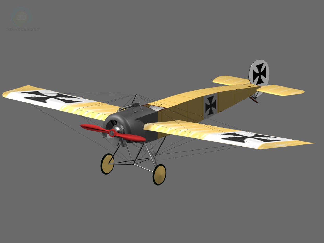 modèle 3D avion de chasse Fokker eindecker guerre mondiale 1 - preview