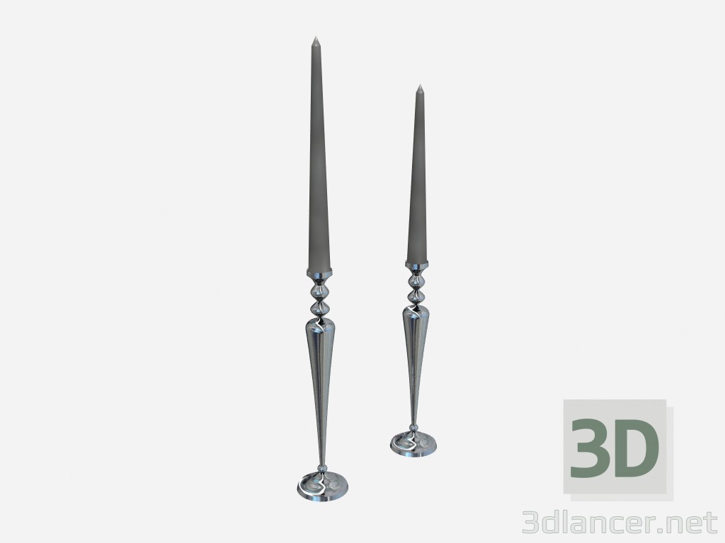 3d model Decorative candle holders, color silver - preview