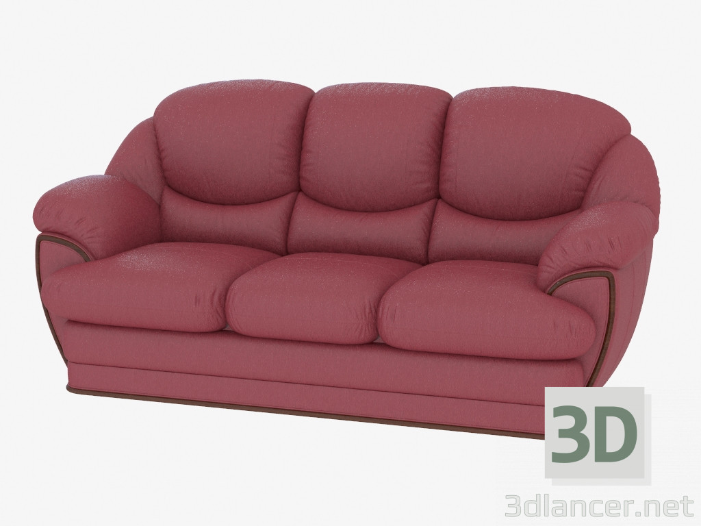 3d model sofás modulares de cuero triple - vista previa