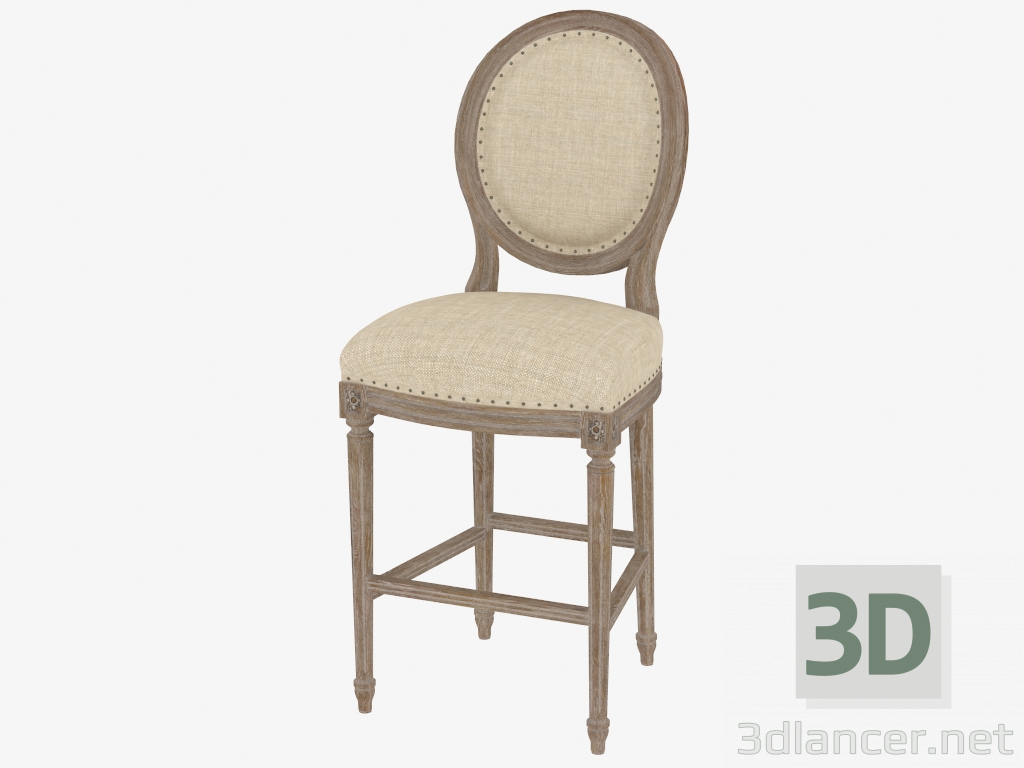 3D modeli Bar sandalye VINTAGE LOUIS YUVARLAK YÜKSEK BAR TABURESİ (8828.2001.A015) - önizleme