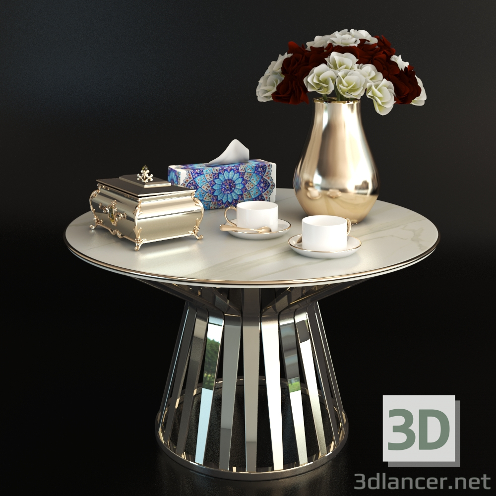 3D Çiçekli çay masa dekorasyonu modeli satın - render