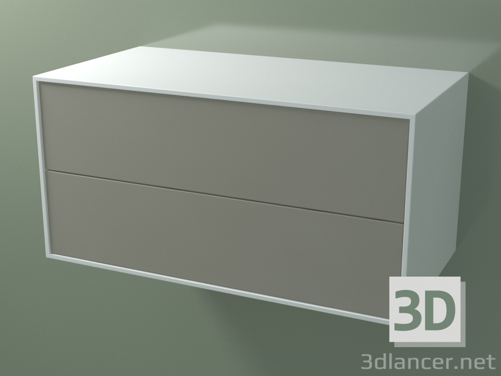 3d model Double box (8AUDCB01, Glacier White C01, HPL P04, L 96, P 50, H 48 cm) - preview