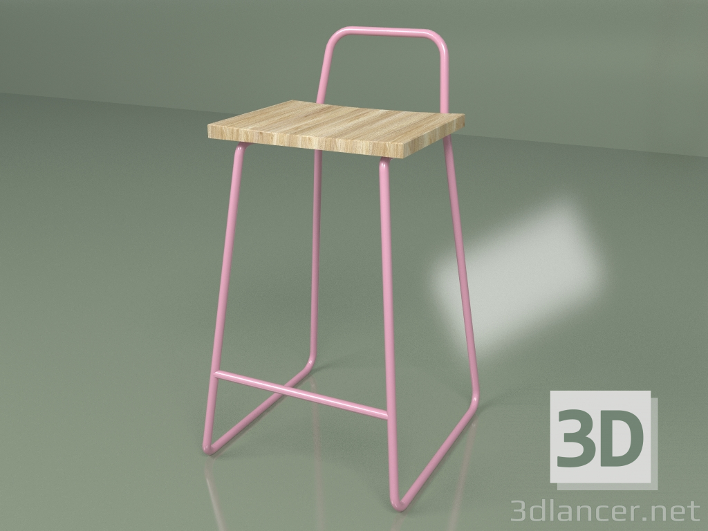 3d model Taburete de bar (rosa) - vista previa