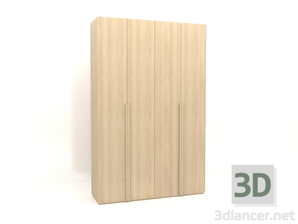 3D Modell Kleiderschrank MW 02 Holz (1800x600x2800, Holz weiß) - Vorschau