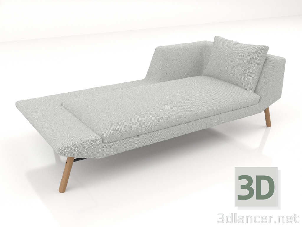 3D Modell Chaiselongue 207 mit Armlehne rechts (Holzbeine) - Vorschau