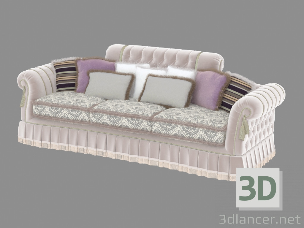 modèle 3D Canapé trois places en style Art Déco - preview
