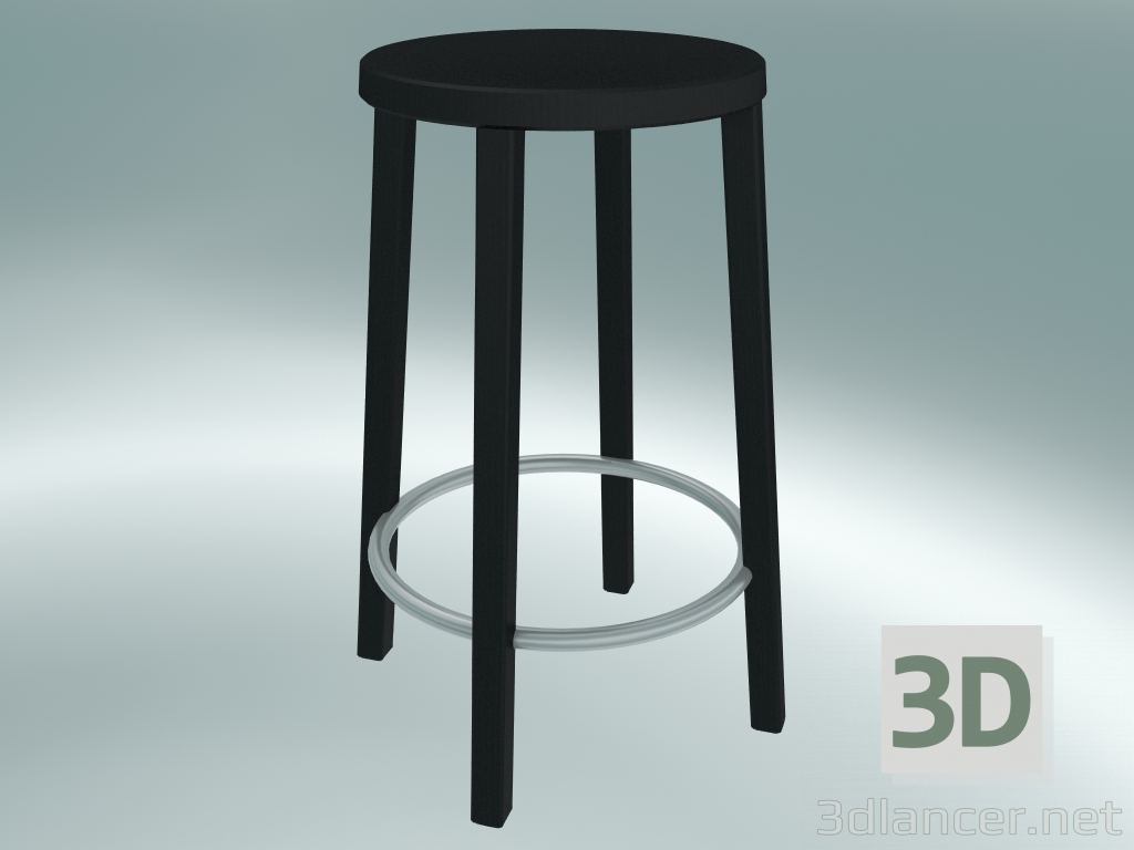 modello 3D Sgabello sgabello BLOCCO (8500-60 (63 cm), laccato tinto nero cenere, alluminio sabbiato) - anteprima