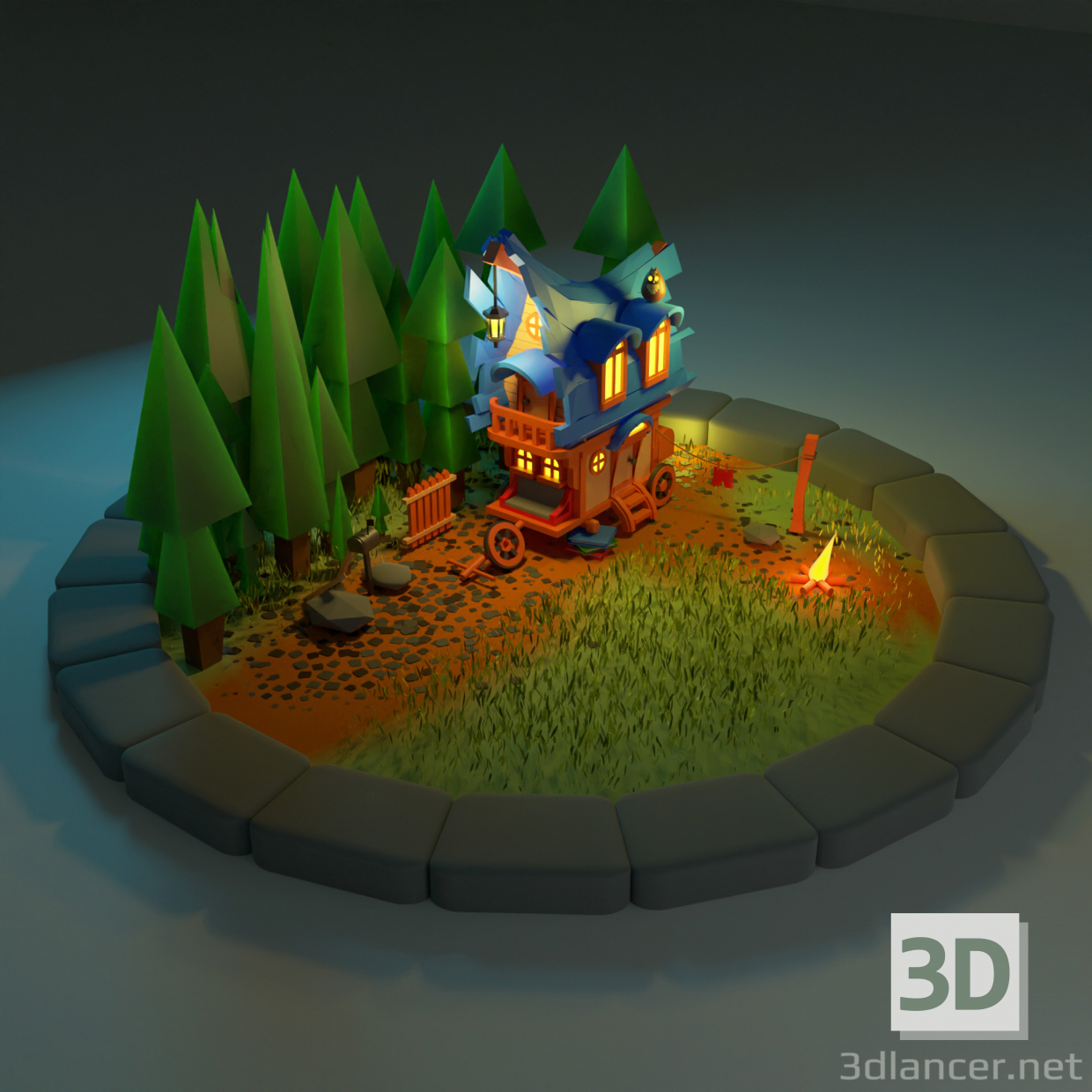 MODELO LOW POLY 3D modelo Compro - render