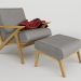 modello 3D di lounge_armchair_with_pouf (Chaise longue in legno con pouf) comprare - rendering