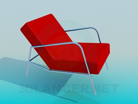 3 डी मॉडल फ्लैट चारपाई की अगली पीठ के साथ कुर्सी - पूर्वावलोकन