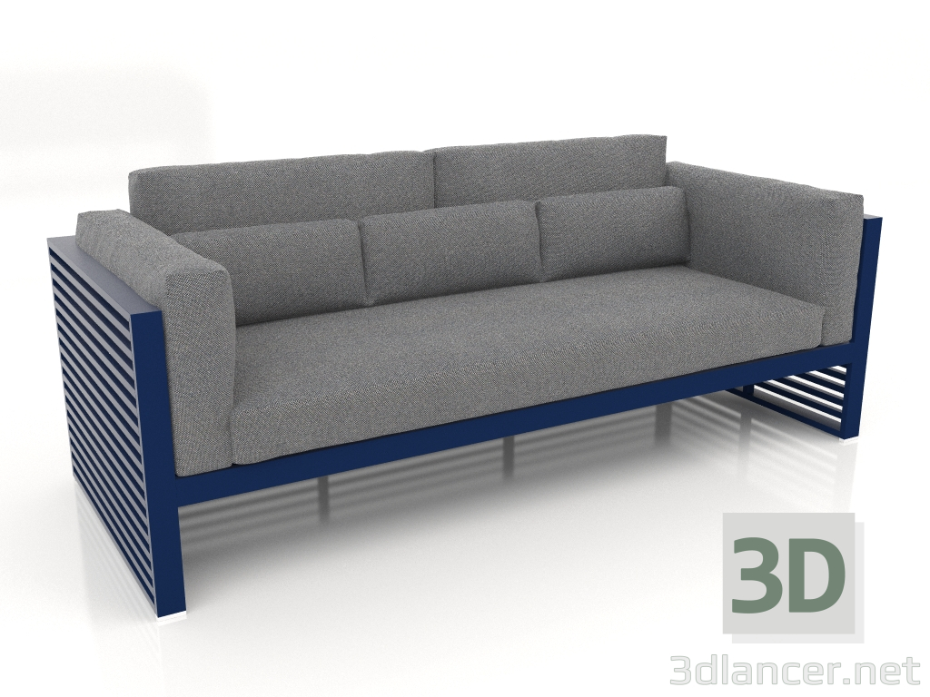 modello 3D Divano a 3 posti con schienale alto (Blu notte) - anteprima