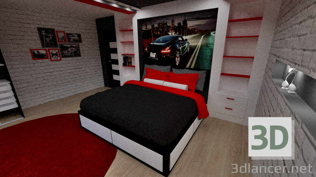 3d Bed model buy - render