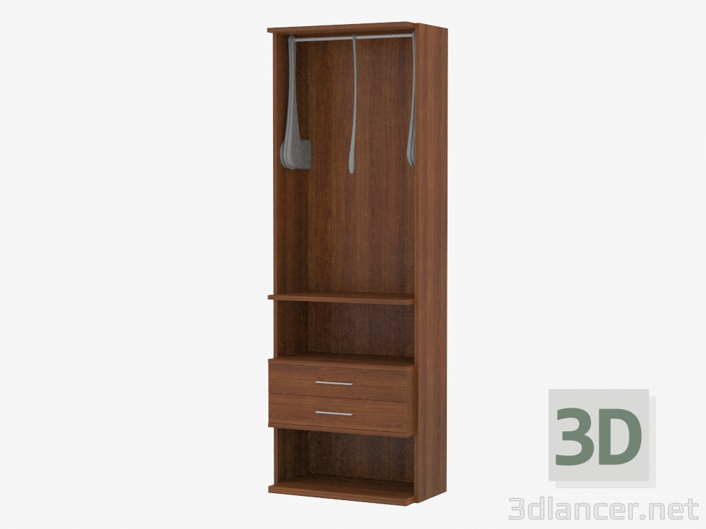 3d модель Элемент мебельной стенки с перекладиной для вешалок и ящиками – превью