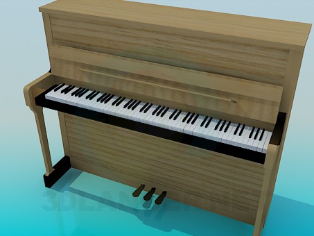 modello 3D Pianoforte in legno - anteprima
