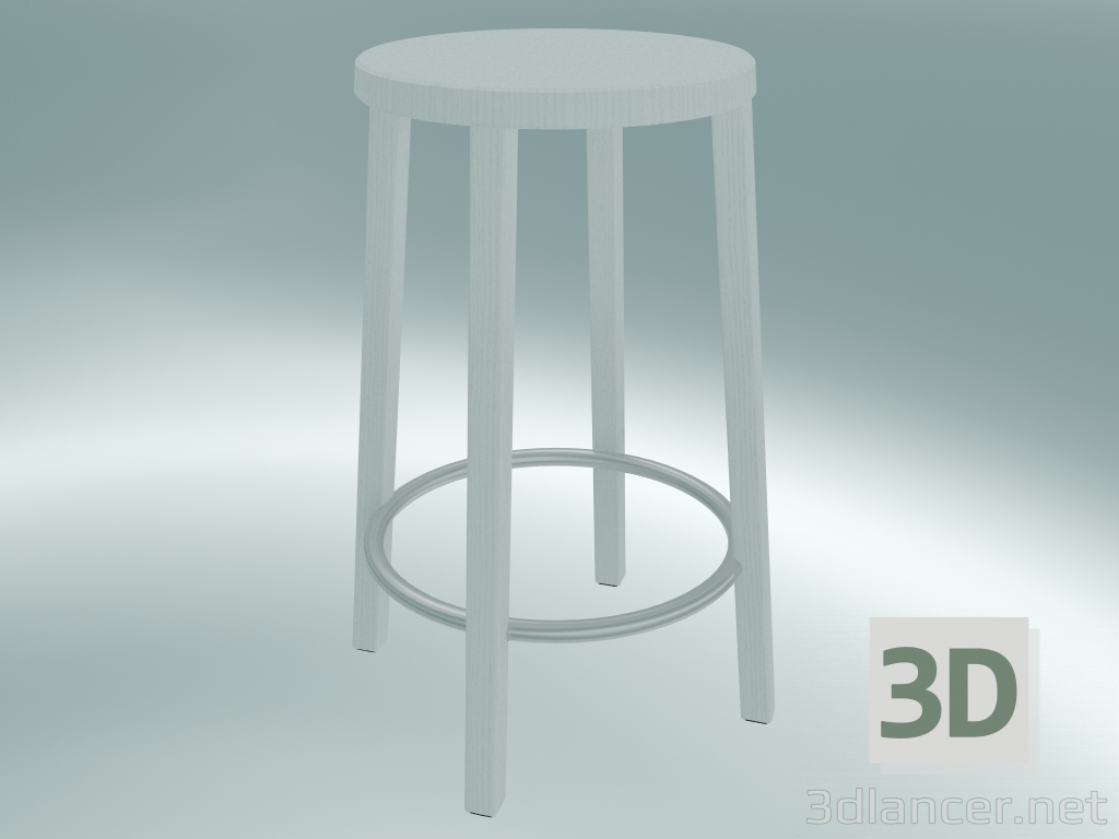 modello 3D Sgabello BLOCCO sgabello (8500-60 (63 cm), bianco frassino, alluminio sabbiato) - anteprima