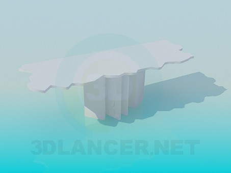 modello 3D Tavolo parietale con bordo di avvolgimento - anteprima