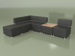 Modular sofa Malta (Set 2, Black leather)